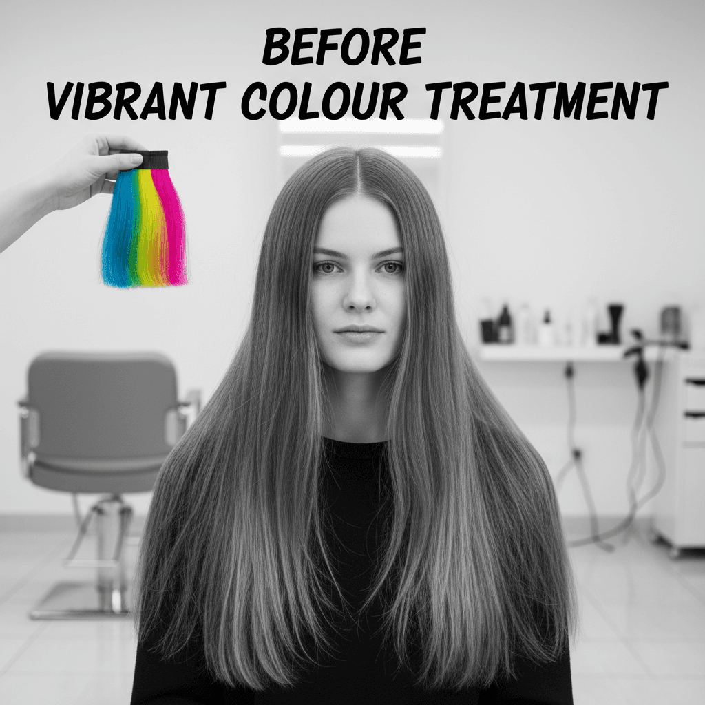 After hair makeover showing transformed smooth hair