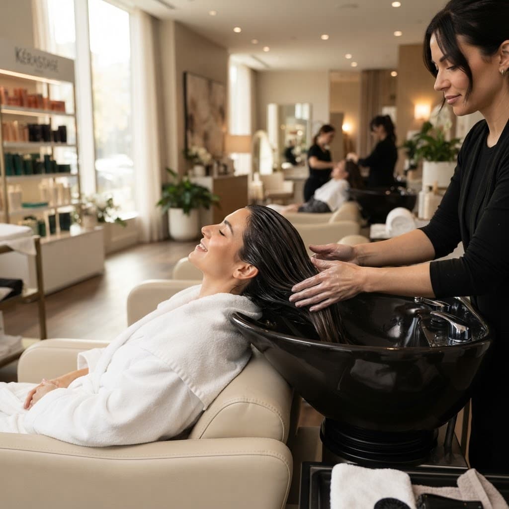 Luxurious hair spa treatment with deep conditioning at Studio 91 Falimy Salon